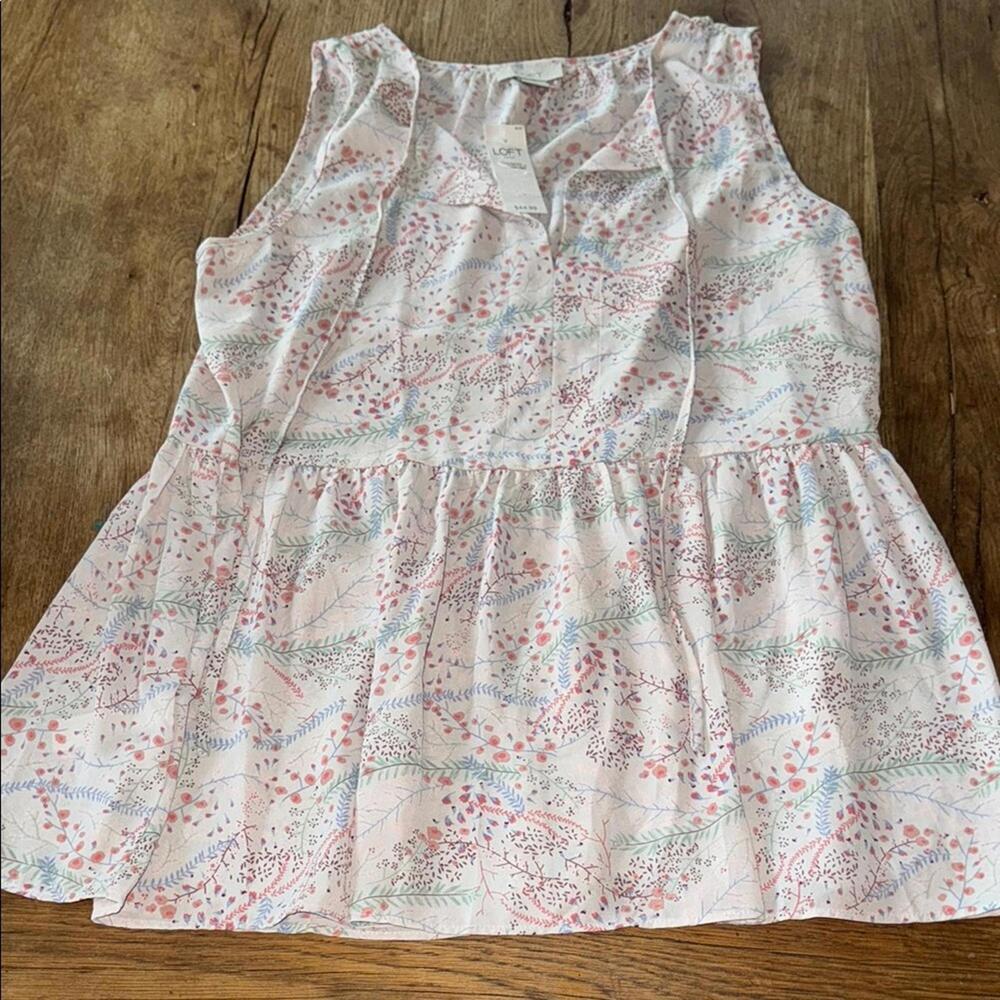 LOFT Pink Floral Peplum Tank Top